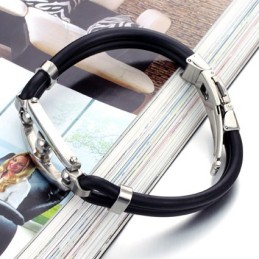 Bracelet Jonc En Titane Et Silicone À Larges Variétés