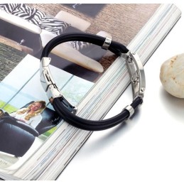 Bracelet Jonc En Titane Et Silicone À Larges Variétés