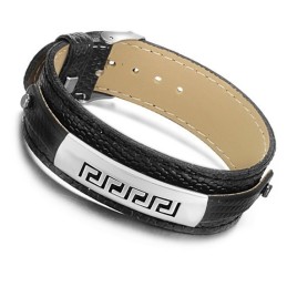 Bracelet En Cuir Titane Noir De Qualité Supérieure
