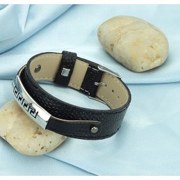 Bracelet En Cuir Titane Noir De Qualité Supérieure