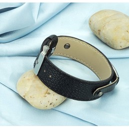 Bracelet En Cuir Titane Noir De Qualité Supérieure