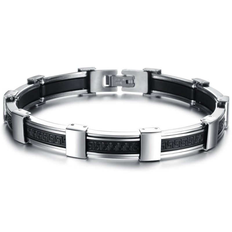 Bracelet Jonc En Silicone Et Titane Pour Homme De Haute Qualité Bracelet Jonc En Silicone Et Titane Pour Homme De Haute Qualité
