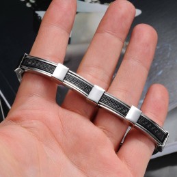 Bracelet Jonc En Silicone Et Titane Pour Homme De Haute Qualité