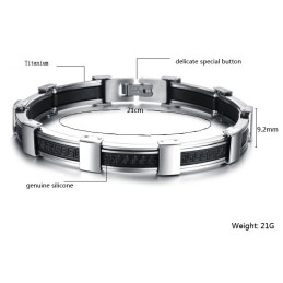 Bracelet Jonc En Silicone Et Titane Pour Homme De Haute Qualité