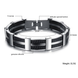 Bracelet Jonc En Titane Et Silicone Pour Homme De Renommée Mondiale
