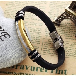 Bracelet Jonc En Titane Et Silicone À Larges Variétés