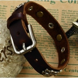 Bracelet Jonc Rétro En Cuir Titane Pour Homme, De Qualité Stable