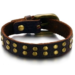 Bracelet Jonc Rétro En Cuir Et Titane De Qualité Fiable