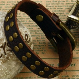 Bracelet Jonc Rétro En Cuir Et Titane De Qualité Fiable