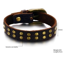 Bracelet Jonc Rétro En Cuir Et Titane De Qualité Fiable