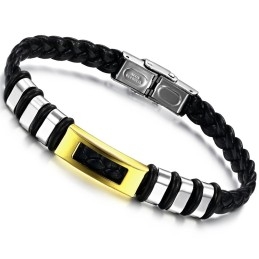 Bracelet En Cuir Et Titane De Qualité Stable