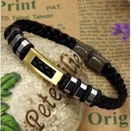 Bracelet En Cuir Et Titane De Qualité Stable