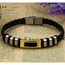 Bracelet En Cuir Et Titane De Qualité Stable