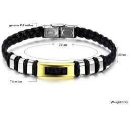 Bracelet En Cuir Et Titane De Qualité Stable
