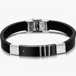 Bracelet En Cuir Titane Noir Durable