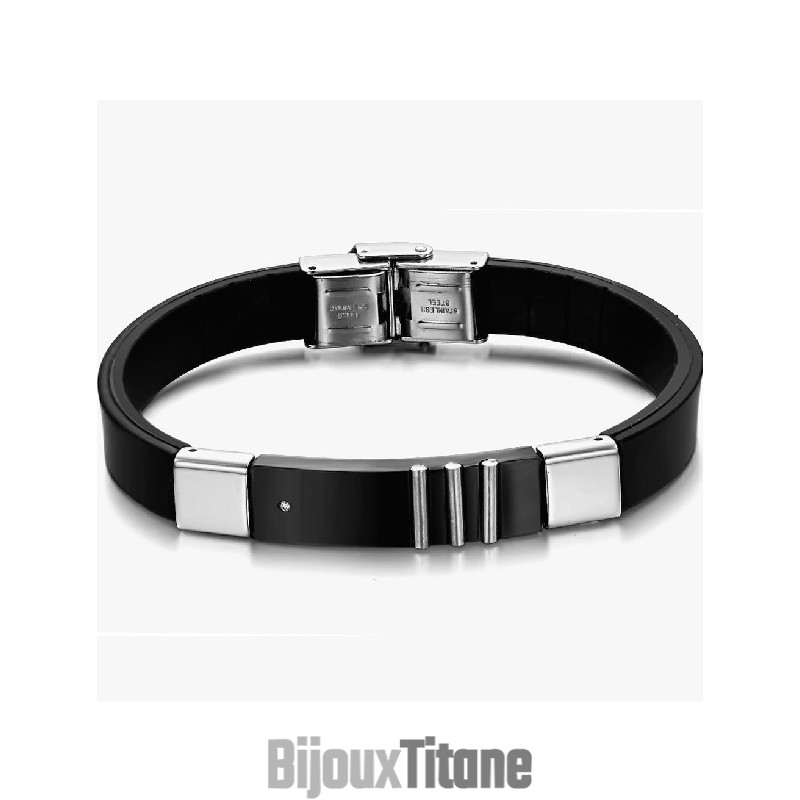 Bracelet En Cuir Titane Noir Durable Bracelet En Cuir Titane Noir Durable