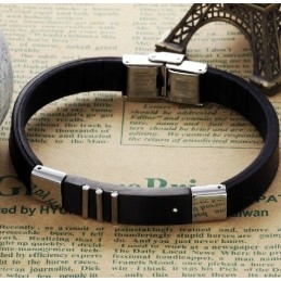 Bracelet En Cuir Titane Noir Durable
