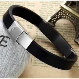 Bracelet En Cuir Titane Noir Durable