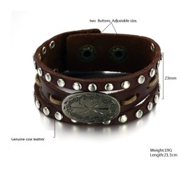 Bracelet Jonc Rétro En Cuir Titane Pour Homme, Qualité Et Quantité Garanties