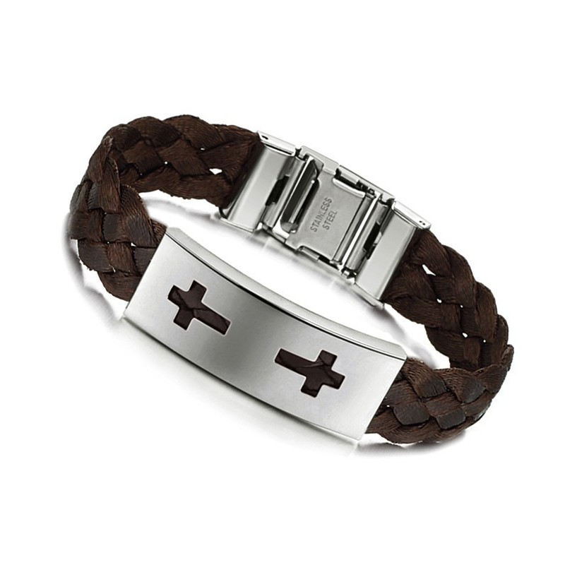 Bracelet Jonc En Titane Avec Croix De Qualité Stable