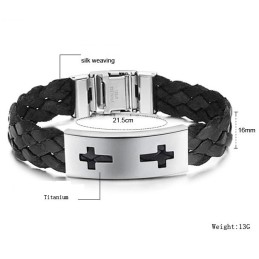 Bracelet Jonc En Titane Avec Croix De Qualité Stable