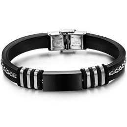 Bracelet Jonc En Silicone Et Titane Noir Durable