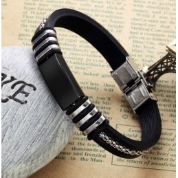 Bracelet Jonc En Silicone Et Titane Noir Durable
