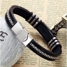 Bracelet Jonc En Silicone Et Titane Noir Durable