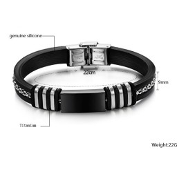 Bracelet Jonc En Silicone Et Titane Noir Durable
