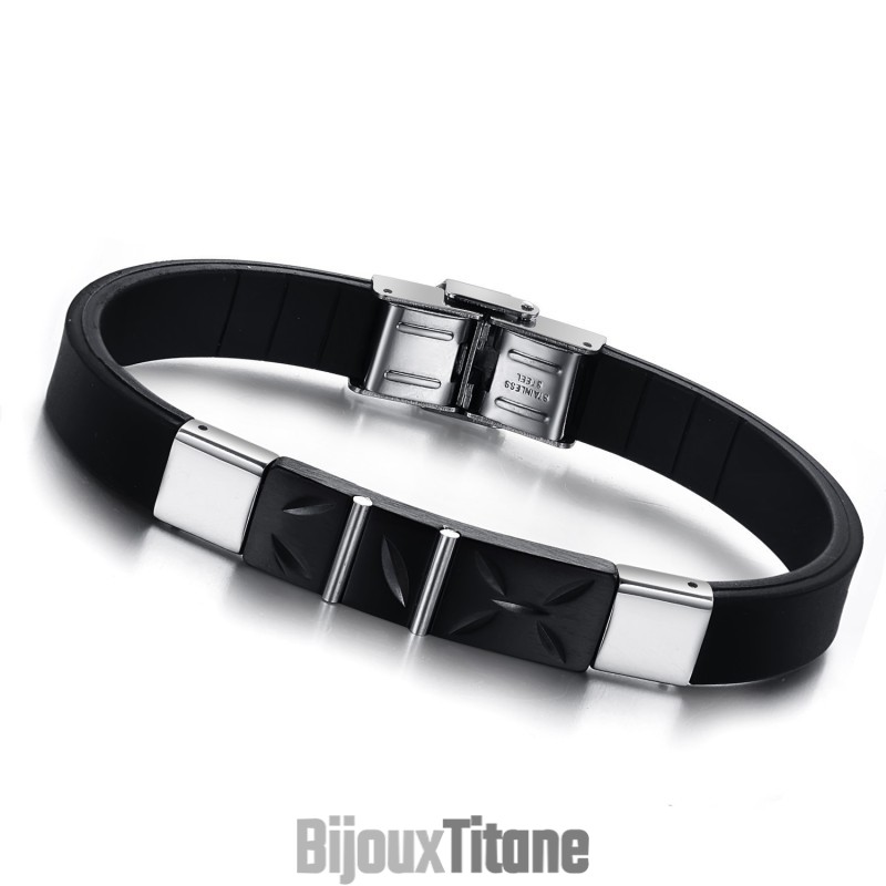 Le Bracelet Jonc En Silicone Titane Noir De Qualité Le Bracelet Jonc En Silicone Titane Noir De Qualité