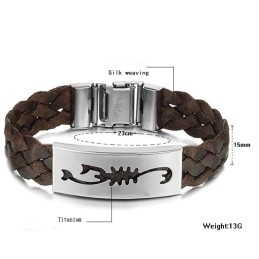 Bracelet Jonc En Cuir Titane Scorpion Pour Homme, Facile À Utiliser