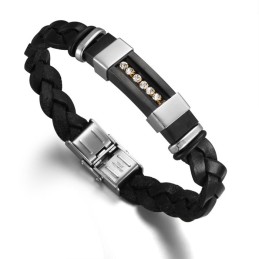 Bracelet En Cuir Titane Noir Pour Homme, De Réputation Fiable