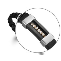 Bracelet En Cuir Titane Noir Pour Homme, De Réputation Fiable
