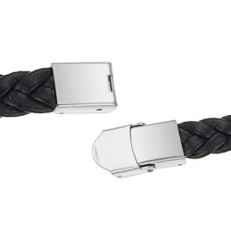 Bracelet En Cuir Titane Noir Pour Homme, De Réputation Fiable