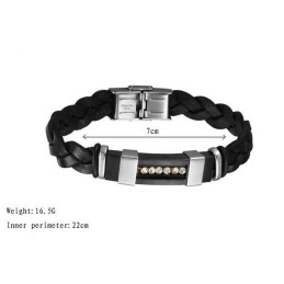 Bracelet En Cuir Titane Noir Pour Homme, De Réputation Fiable