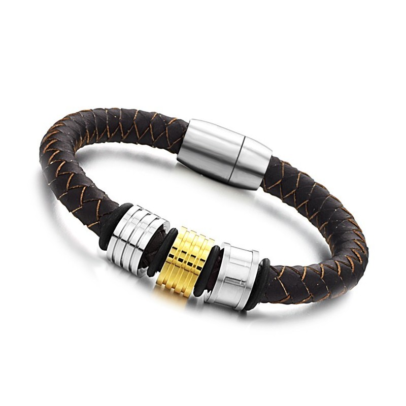 Bracelet Jonc En Cuir Titane Marron Pour Homme, Qualité Et Quantité Garanties Bracelet Jonc En Cuir Titane Marron Pour Homme, Qualité Et Quantité Garanties