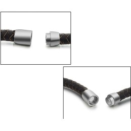 Bracelet Jonc En Cuir Titane Marron Pour Homme, Qualité Et Quantité Garanties