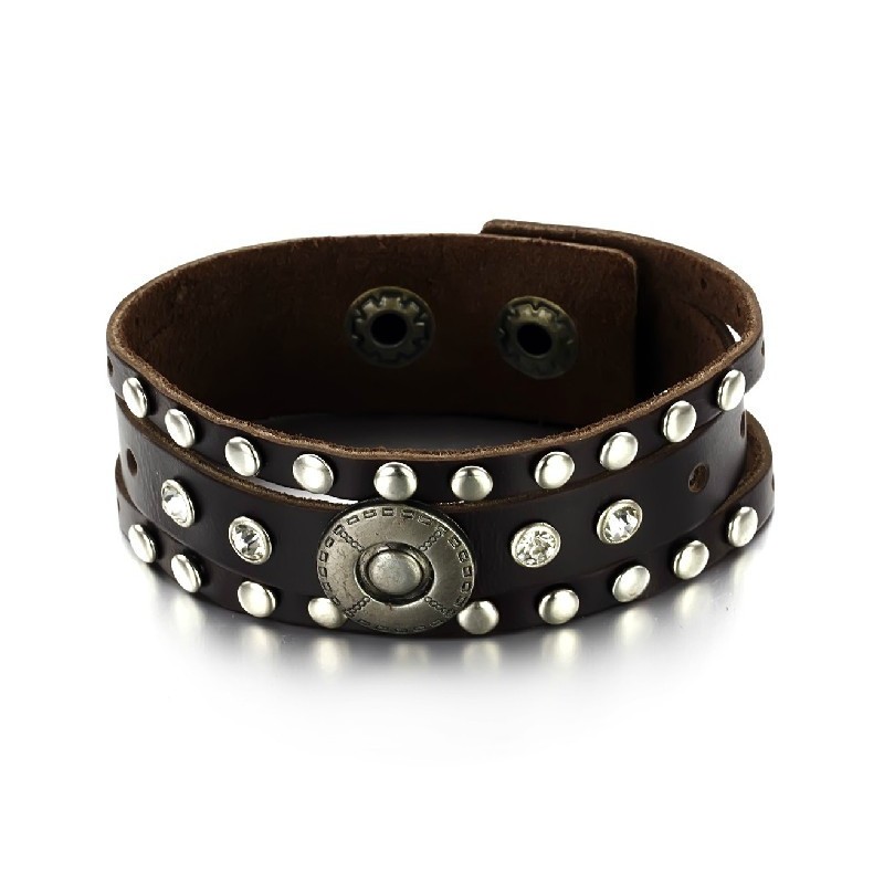 Bracelet Jonc Rétro En Cuir Titane Pour Homme D'Excellente Qualité Bracelet Jonc Rétro En Cuir Titane Pour Homme D'Excellente Qualité