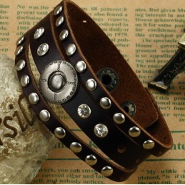 Bracelet Jonc Rétro En Cuir Titane Pour Homme D'Excellente Qualité