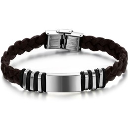 Bracelet En Cuir Titane Marron De Qualité Fiable