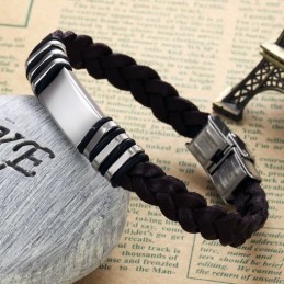 Bracelet En Cuir Titane Marron De Qualité Fiable