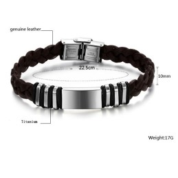 Bracelet En Cuir Titane Marron De Qualité Fiable
