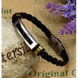 Bracelet En Cuir Et Titane, Vendu Dans Le Monde Entier