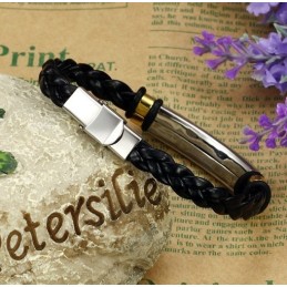 Bracelet En Cuir Et Titane, Vendu Dans Le Monde Entier