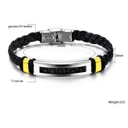 Bracelet En Cuir Et Titane, Vendu Dans Le Monde Entier