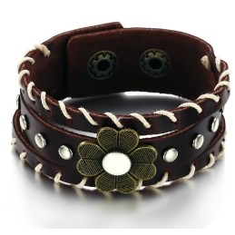 Le Roi De La Quantité Bracelet Unisexe En Cuir Et Titane