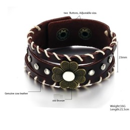 Le Roi De La Quantité Bracelet Unisexe En Cuir Et Titane
