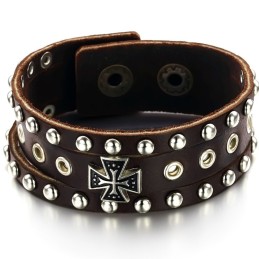 Bracelet Jonc En Cuir Titane Croisé De Haute Qualité