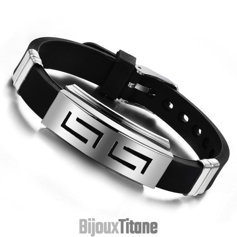Bracelet Jonc En Titane Et Silicone Pour Homme D'Excellente Qualité Bracelet Jonc En Titane Et Silicone Pour Homme D'Excellente Qualité