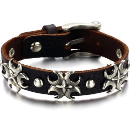 Le Bracelet En Cuir Titane Avec Croix De La Reine De La Qualité